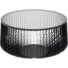 Image de Kare Table Basse Design Corinne - Noire - Diamètre : 80 cm - Verre de sécurité - Facile d'entretien - Structure Design - Ronde - en Acier Inoxydable - Plateau en Verre - 42 x 80 x 80 cm (H x l x P)