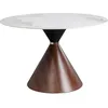 Image de Kare Design Table Cono Marron/Blanc Diamètre 120 cm Table à Manger pour 4-6 Personnes Structure en Acier Aspect Bois Salle à Manger, Salon, Ronde