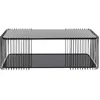 Image de Kare Wire Double Table Basse Design en Verre de sécurité Facile d'entretien Noir Table de Salon, Structure en Acier, Plateau de Table en Verre, Salon, rectangulaire, 42 x 120 x 60 cm (H x l x P)