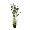 Image de EUROPALMS Arbuste à feuilles persistantes avec herbe, plante artificielle, 120 cm, arrangement à feuilles persistantes dans un pot décoratif