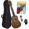 Image de CASCHA Soprano Ukulele, Kit de démarrage Ukulele avec 3 piques Sac Livre d'instruction Vidéos d'apprentissage via QR-Code Tuner, Set Aquila Strings Nylon, Petite Guitare Hawaïenne Marron
