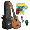 Image de CASCHA HH 2027 IT Premium Ukulélé Soprano/Acajou/bundle avec formation d'ukulélé italien (+DVD)/accordeur/sac rembourré/3 médiators/cordes d'AQUILA