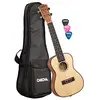 Image de CASCHA Ukulélé de concert, table en épicéa massif, table en bois massif, guitare Hawaii avec cordes Aquila, accessoires, sac et 3 pics