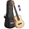 Image de CASCHA Ukulélé Ténor, table d'harmonie en épicéa massif, Solid Top, set de guitare hawaïenne avec cordes Aquila, accessoires, sac et 3 plectres
