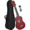 Image de Cascha HH 3961 ukulélé soprano rouge avec housse et médiators