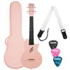 Image de CASCHA Ukulélé de concert en fibre de carbone - Kit de démarrage pour ukulélé en carbone - Avec 3 médiators - Sangle - Jeu de cordes en fluorocarbone - Petite guitare hawaïenne pour débutants et
