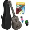 Image de Cascha HH 3969 pack débutant ukulélé soprano noir (4 langues)