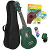 Image de CASCHA Ukulélé soprano vert, petite guitare hawaïenne pour enfants et adultes, avec livre, accordeur, sac, 3 médiators et cordes Aquila