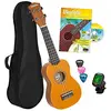 Image de CASCHA Ukulélé soprano jaune, petit bouquet Hawaï pour enfants et adultes, avec livre ukulélé, accordeur, sac, 3 médiators et cordes Aquila