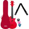 Image de Cascha HH 2280 set ukulélé concert fibre de carbone rouge