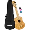 Image de Cascha Bamboo Natural Soprano Ukulélé pour adultes et enfants   Avec 3 médiators & poche rembourrée   Ukulélé en bambou pour débutants ou avancés   Cordes en carbone de qualité supérieure