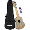 Image de Cascha Bamboo Soprano Graphite avec microphone, pochette et 3 médiators