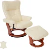 Image de Robas Lund 64022CH5 Relaxsessel Montreal mit Hocker, Bezug: Leder creme, Gestell: Honigfarben, 82 x 84-132 x 105 cm