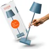 Image de SIGOR Nuindie 2.0 Lampe de table LED à intensité variable pour l'intérieur et l'extérieur, IP54, protection contre les éclaboussures, hauteur 38 cm, rechargeable avec USB-C, autonomie de 12 h, bleu