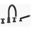 Image de Dornbracht TARA mélangeur de baignoire à quatre trous pour installation sur le bord de la baignoire ou du carrelage, saillie 220 mm, 27512892-33, Couleur: noir mat
