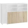 Image de Calicosy Meuble Multifonctions Bar et Buffet - Panneau de Bois Composite Mélaminé - Style Discret et Simple - pour Salle à Manger, Salon - L124,1 cm x 50,2 cm H113,2 cm