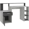 Image de Bureau avec réhausse et rangements BOLTON - Mélamine gris béton/antracite - L1385 x H916 x P535 cm