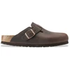 Image de Birkenstock pour femme. 860131 Sabots en Cuir Boston (Coupe Régulière) marron (43), Plat, Aucun, Casuel