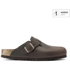 Image de Birkenstock pour femme. 860133 Sabots en cuir Boston Oiled (Ajustement Étroit) marron (38), Plat, Aucun, Casuel