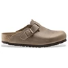 Image de Birkenstock pour homme. 960811 Sabots en Cuir Boston (Coupe Régulière) marron (44), Plat, Aucun, Casuel