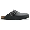 Image de Birkenstock unisex. 59461 Sabots en Cuir Boston (Coupe Régulière) noir (42), Plat, Aucun, Casuel