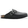 Image de Birkenstock unisex. 59463 Sabots en Cuir Boston (Coupe Étroite) noir (38), Plat, Aucun, Casuel