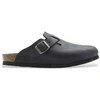 Image de Birkenstock pour femme. 59463 Sabots en Cuir Boston (Coupe Étroite) noir (41), Plat, Aucun, Casuel