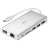 Image de goobay Adaptateur USB 3.0 Type C vers HDMI, RJ45 Gigabit, Lecteur de Carte Micro SD/SD et Hub 3 Ports 49850