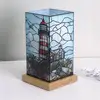 Image de Wagner Life Lampe à poser LED Art Light Phare, socle en bois, acrylique, multicolore