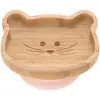 Image de LÄSSIG Assiette en bois pour enfants Assiette à goûter pour enfants, en bambou Ventouse en silicone antidérapante/Platter Little Chums Mouse, rose
