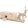 Image de VBS Calendrier de l'Avent renne avec traîneau en bois MDF Décoration de l'Avent 12x29x52.5 cm non traité