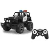 Image de JAMARA Jeep Wrangler Police 1:12 2,4 GHz - 9 km/h - Sirène activable - Pneus Tout-Terrain profilés adhérents - Marteau Avant pour Une Apparence Robuste - Essieu arrière à Suspension - Voie réglable.