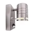 Image de Zilly II Down Applique murale 35 W en acier inoxydable avec détecteur de mouvement et culot GU10 220 240 V IP44 Argenté Classe d'efficacité énergétique A   E