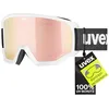 Image de uvex Athletic Cv - Masque de Ski pour Hommes et Femmes - à Contraste Élevé - Champ de Vision Élargi et Anti-Buée - White Matt/Rose-Orange - One Size
