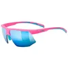 Image de Uvex aerios S   lunettes de sport étroites et ultralégères pour adultes avec traitement anti-buée et branches soft   rose mat/miroir bleu   taille unique