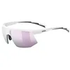 Image de Uvex aerios S   lunettes de sport étroites et ultralégères pour adultes avec traitement anti-buée et branches soft   blanc mat/miroir rose   taille unique
