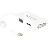 Image de DeLock 62630 Adaptateur Mini-DisplayPort 1.1 vers VGA /HDMI-A/DVI 0,24 m Blanc