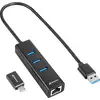 Image de 3-Port USB 3.2 Gen 1 Aluminum Hub + RJ45 Ethernet , Station d''accueil