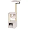 Image de EBI, Arbre à Chat Okinawa 37x37x121 cm Blanc, Arbre à Chat de Design néerlandais, Inspiré du Concept Japonais Zen, avec hamac pour se détendre, Housse de hamac Lavable, Tissu avec Mousse Confortable
