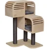 Image de EBI, Griffoir Atlas 90 Beige/Anthracite, Griffoirs de 90 mm et sisal de 5,2 mm d'épaisseur, Coins arrondis et Trous d'observation, avec Coussins Doux en Fausse Fourrure de Lapin, Design hollandais