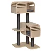 Image de EBI, Griffoir Atlas 120 Beige/Anthracite, Griffoirs de 90 mm et sisal de 5,2 mm d'épaisseur, Coins arrondis et Trous d'observation, avec Coussins Doux en Fausse Fourrure de Lapin, Design hollandais
