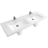 Image de Villeroy & Boch Armoire Double lavabo Subway 7175D0 1300x470mm, avec trop-Plein, 2 Points d'eau, Coloris: Céramique Blanche Plus - 7175D0R1