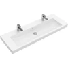 Image de V&B Subway 2.0 meuble lavabo blanc, 130x47 cm, 2 trous robinet, trop-plein