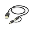 Image de Hama Câble Chargeur micro-USB 2 en 1 avec adaptateur USB Type-C, 1 m, noir
