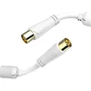 Image de Hama 205247 Câble d'antenne coaxial vers prise coaxiale, plaqué or, 3 m, 100 dB, blanc