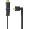 Image de Hama Câble HDMI coudé 4K Garantie 10 ans (Cable HDMI 2.0b coudé Rotation 360, Cable High Speed avec Ethernet, 1.5m, mâle-mâle, Retour Audio, HDR, 18 Gbit/s, 600MHz, Résolution 4096x2160, Blindé) Noir