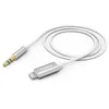 Image de Hama Câble Audio Auxiliaire Voiture pour iPhone (Câble Apple Lightning vers Jack 3.5 mm stéréo mâle, Certifié Mfi, Gaine Textile, Compatible iPhone 12/11/X/XS/XS/XR/8P Home/Autoradio-1M) Blanc