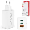 Image de Hama Chargeur Rapide, GaN, 2 USB-C, 1 USB-A, Mini-Chargeur, PD, 100 W, Blanc