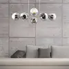 Image de Nowa Suspension en verre Pilar, à 8 lampes, gris fumé