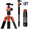 Image de Rollei C5i Tépied Appareil Photo Orange, 156cm Trepied de Voyage en Fibre de Carbone Leger Camera Tripod avec Rotule Panoramique Charge Max. 8 kg Trépieds et Monopods Compact pour DSLR & Smartphone